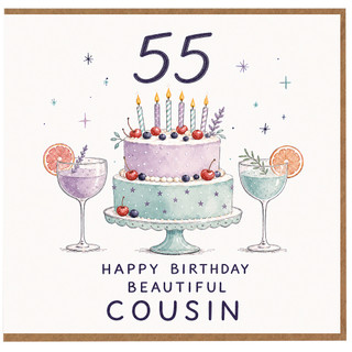 55th Birthday Card for Cousin, Happy Birthday Beautiful Cousin Card