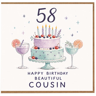 58th Birthday Card for Cousin, Happy Birthday Beautiful Cousin