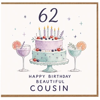 62nd Birthday Cousin Card