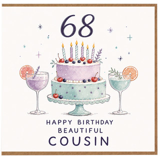 68th Birthday Card for Cousin, Happy Birthday Beautiful Cousin Card