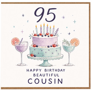 95th Birthday Card for Cousin, Happy Birthday Beautiful Cousin