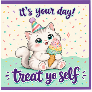 Birthday Card, Cute Cat Birthday Card, It's Your Day Party Card