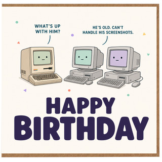 Birthday Card, Happy Birthday Retro Computer Card