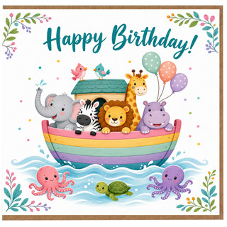 Birthday Card, Cute Animal Birthday Card