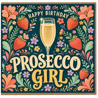 Birthday Card, Happy Birthday Floral Champagne Card