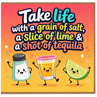 Birthday Card, Take Life With a Grain of Salt Lime and Tequila Greeting Card