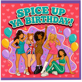 Birthday Card, Spice Up Ya Birthday Fun Retro Party Card