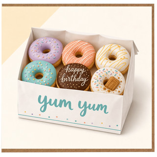 Birthday Card, Yum Yum Doughnuts Happy Birthday Card