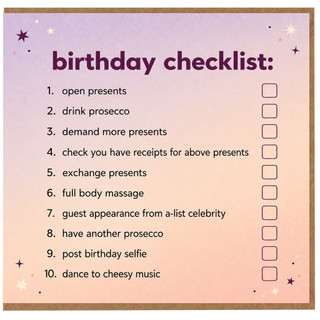 Birthday Card, Funny Birthday Checklist Card