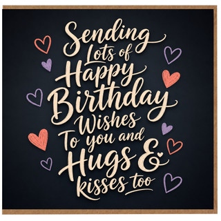 Birthday Card, Sending Lots of Happy Birthday Wishes and Hugs & Kisses Card