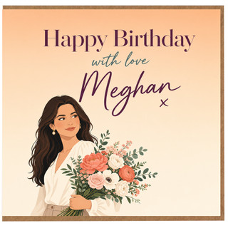 Birthday Card, Happy Birthday with Love Floral Card for Her