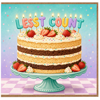 Birthday Card, Lesst Count Cake Design