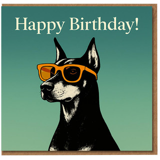 Funny Dog Birthday Card - Cool Dog in Sunglasses with 'Happy Birthday!' - For Him, Her, Friend, Lover - Modern Teal Design