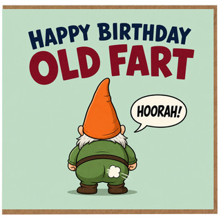 Birthday Card, Funny Happy Birthday Card with Gnome Design
