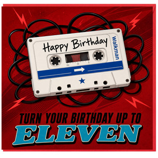 11th Birthday Card, Retro Cassette Tape Happy Birthday Card