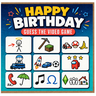 Birthday Card, Guess the Video Game Card, Gamer Birthday Greeting Card