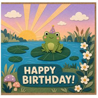 Birthday Card, with Party Frog Design