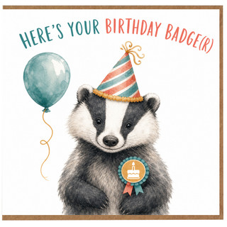 Birthday Card, Cute Badger Birthday Card