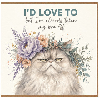Birthday Card, I'd Love To But I've Already Taken My Bra Off Humorous Greeting Card
