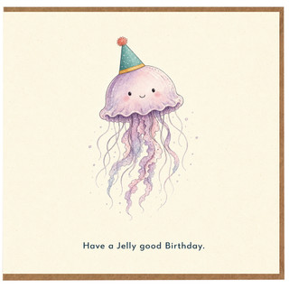Birthday Card, Cute Jellyfish Party Hat Jelly Good Birthday Card