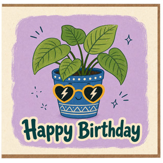 Birthday Card, Funny Potted Plant Card