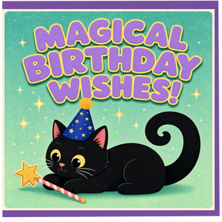 Birthday Card, Cute Cat Birthday Wishes Card