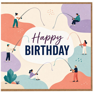 Birthday Card, Happy Birthday Fishing Theme Card