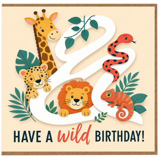 5th Birthday Card, Have a Wild Birthday Safari Animals Card