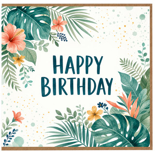 Birthday Card, Tropical Floral Birthday Card