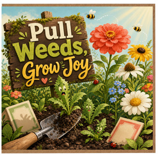 Birthday Card, Pull Weeds Grow Joy Card