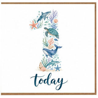 Birthday Card, Watercolour Ocean Sea Life Greeting Card