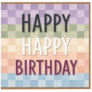 Birthday Card, Happy Birthday Pastel Rainbow Checkered Design