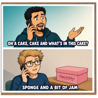 Birthday Card, Sponge and a Bit of Jam Joke Card