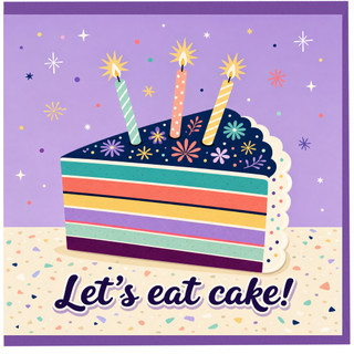 Birthday Card, Let’s Eat Cake Rainbow Cake Design