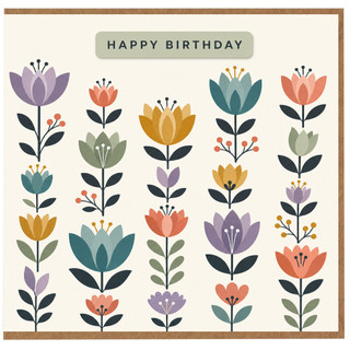 Birthday Card, Floral Pattern Birthday Greeting Card