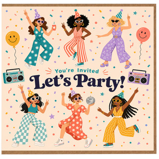 Birthday Card, Let's Party Retro Dance Celebration Invite