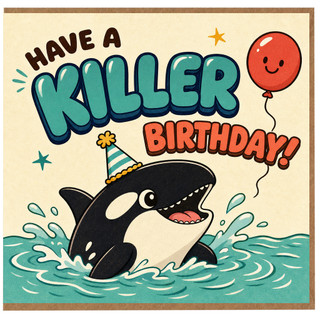 Birthday Card, Have a Killer Birthday Orca Card