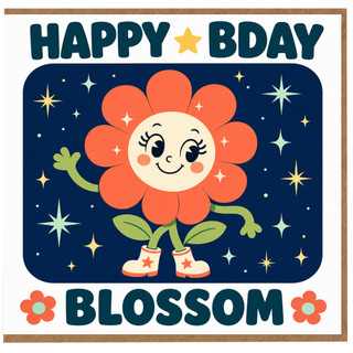 Birthday Card, Happy Bday Blossom Flower Design