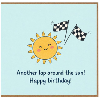 Birthday Card, Another Lap Around the Sun Happy Birthday Racing Sun Design