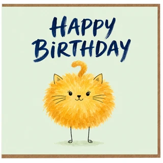Birthday Card, Cute Cat Birthday Card