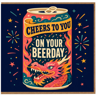 Birthday Card, Cheers to You on Your Beerday Dragon Card