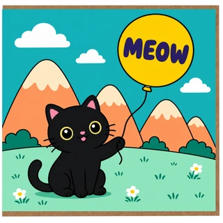 Birthday Card, Meow Cat Greeting Card