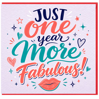 Birthday Card, Just One Year More Fabulous