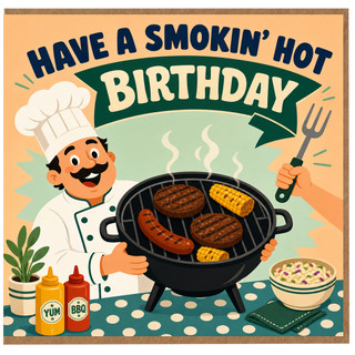 Birthday Card, for Him - Have a Smokin' Hot Birthday BBQ Chef Card