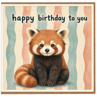 Birthday Card, Cute Red Panda Happy Birthday Card