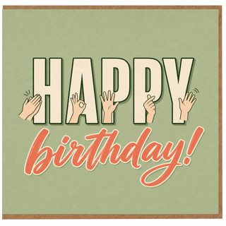 Birthday Card, Happy Birthday Card with Hand Gesture Design