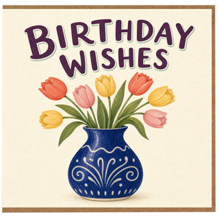 Birthday Card, Floral Tulip Birthday Card