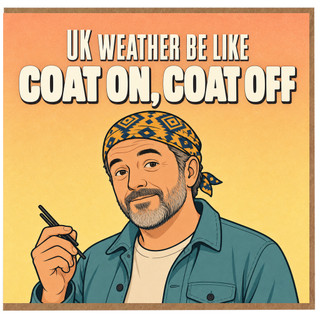 Birthday Card, Coat On Coat Off Humour Card