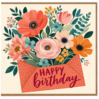Birthday Card, Floral Bouquet Birthday Card