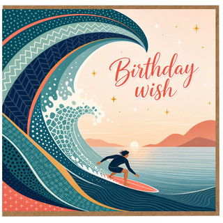 Birthday Card, Surfing Birthday Wish Card